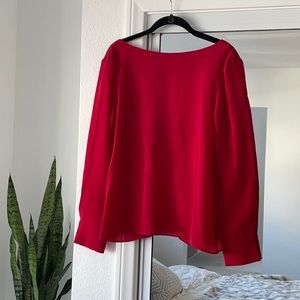 Club Monaco Open Back Silk Red Blouse Size M